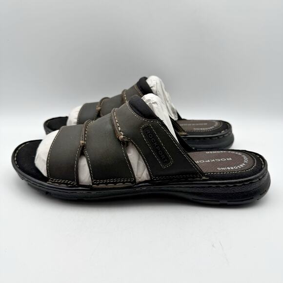 Rockport Mens Darwyn Slide Sandal US 8M EU 41 Brown Leather NIB - Picture 7 of 11